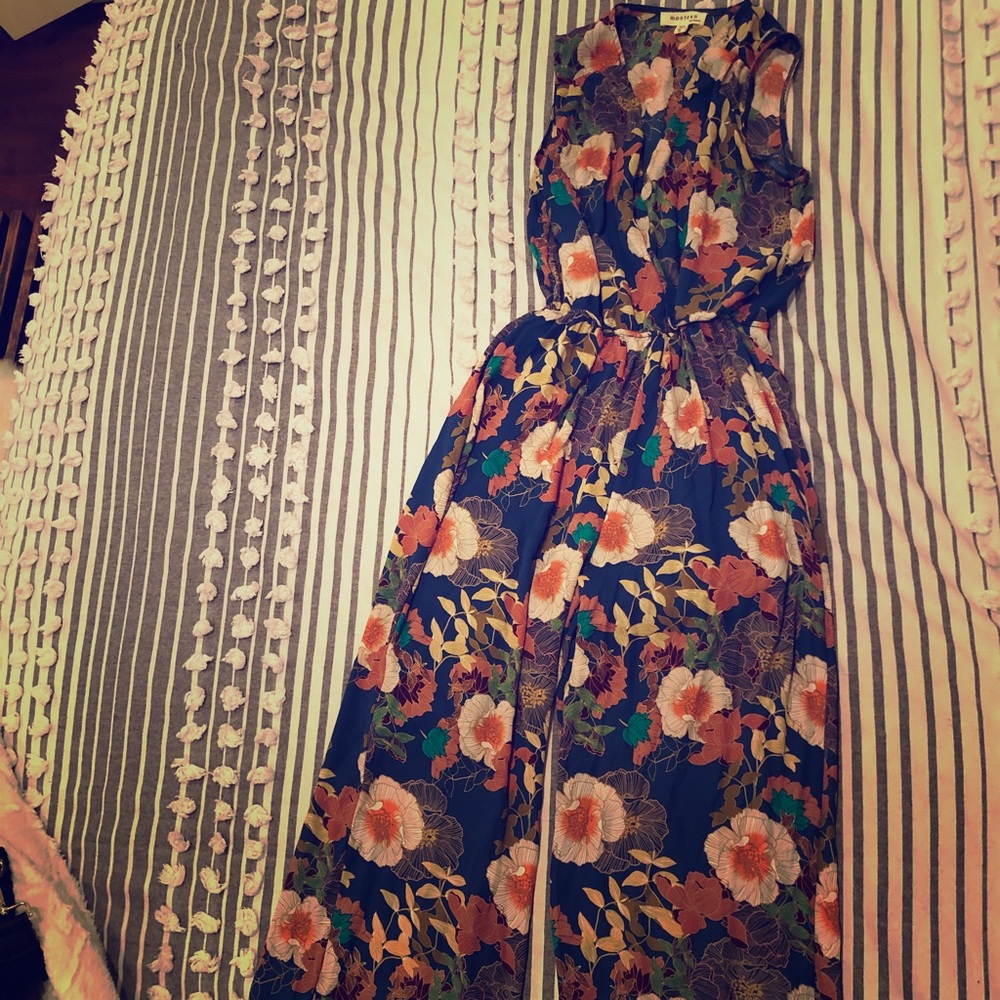 Blue floral jumpsuit